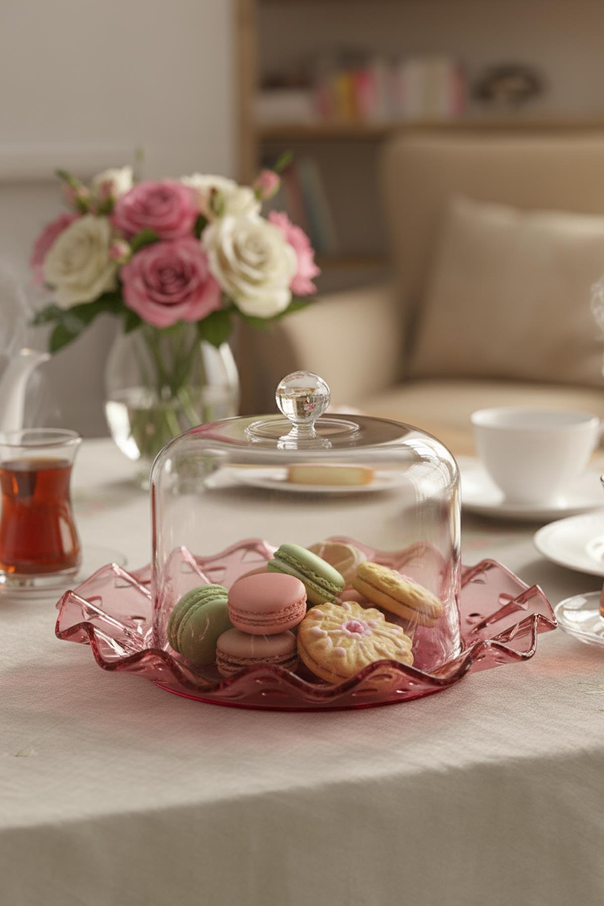 Mürdüm Akrilik Delikli Fanus Sunum ve Saklama Kabı - 2 Parça