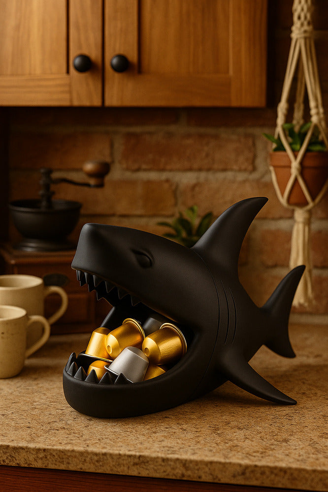 Köpekbalığı Organizer ve Sunumluk Takı, Kahve Kapsülü, Lokumluk, Masa Üstü Düzenleyici