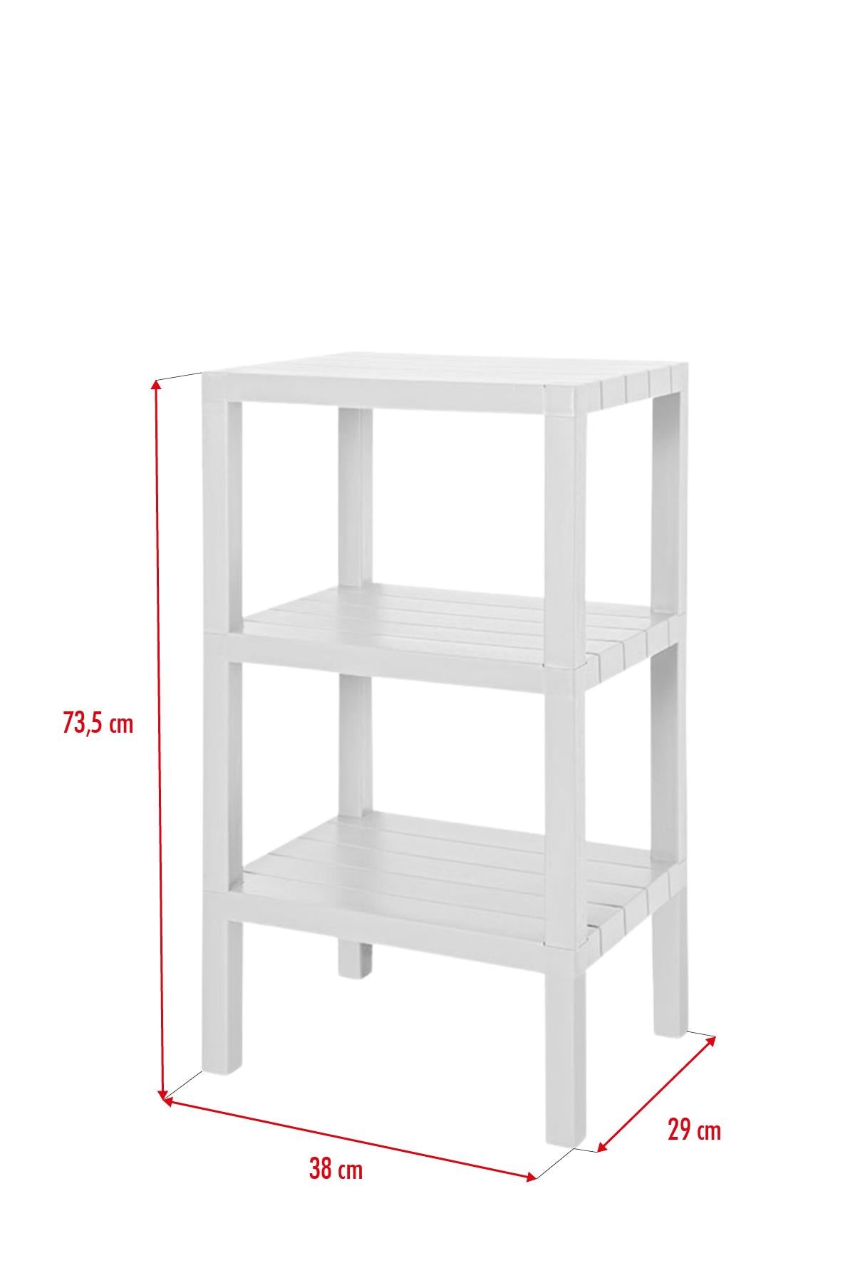 3 Katlı Beyaz Raf Kitaplık & Banyo Düzenleyicisi 73,5 cm