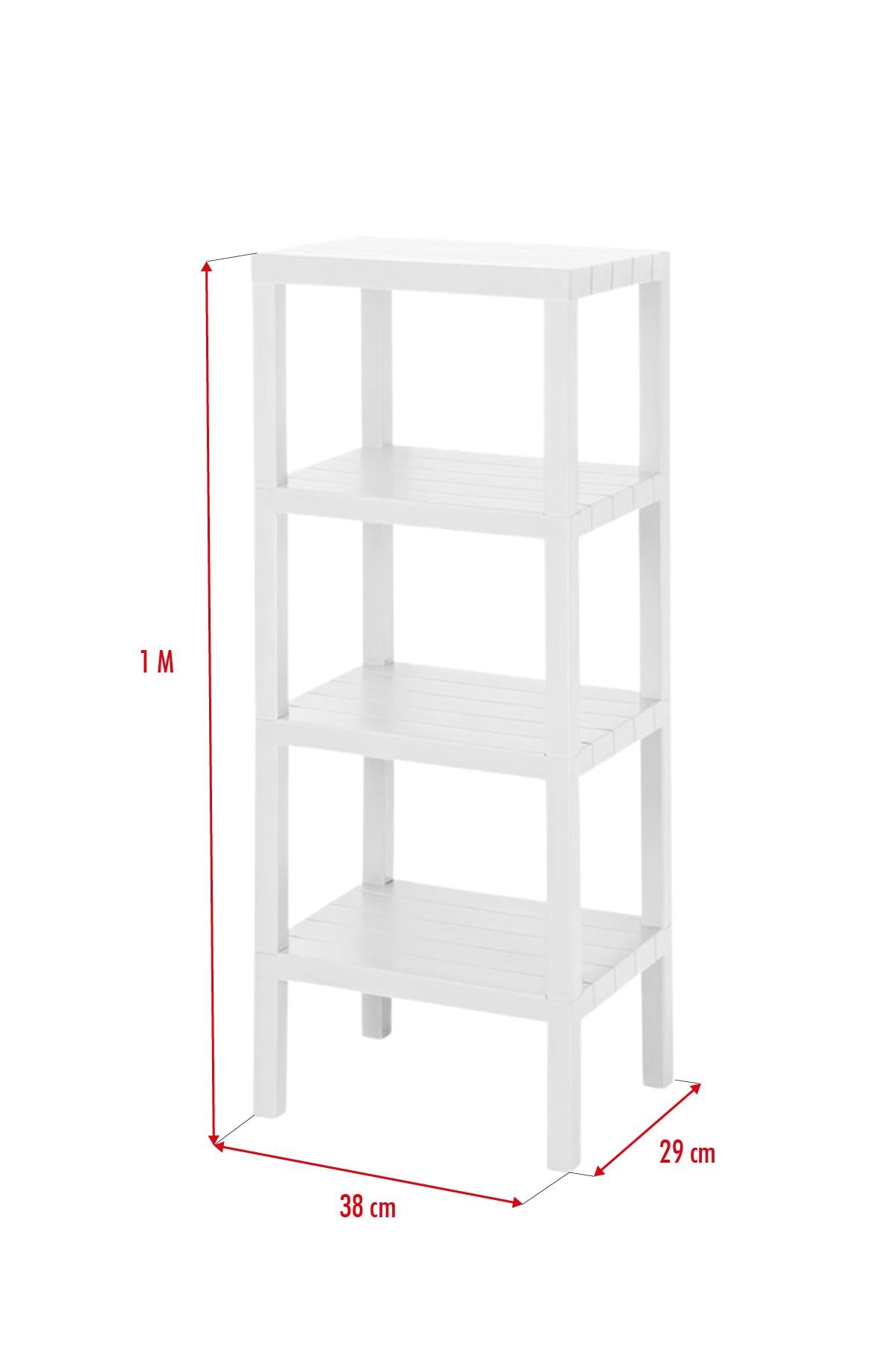 4 Katlı Beyaz Raf Kitaplık & Banyo Düzenleyicisi 100 cm