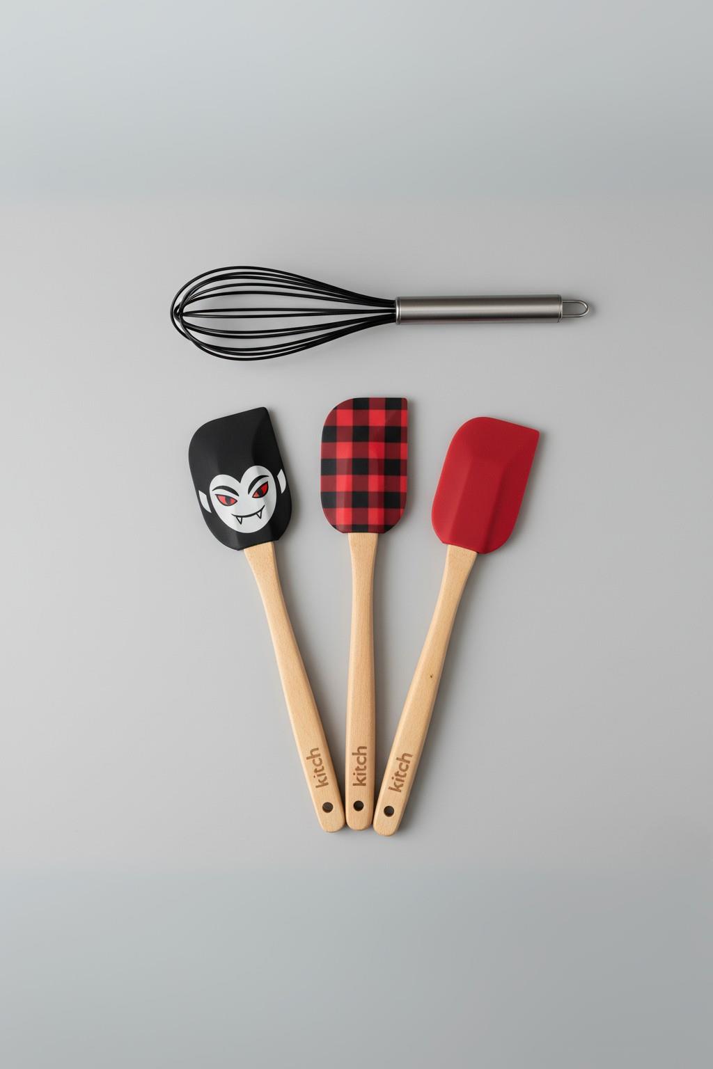 4’lü Silikon Spatula ve Çırpıcı Seti Karışık Renk