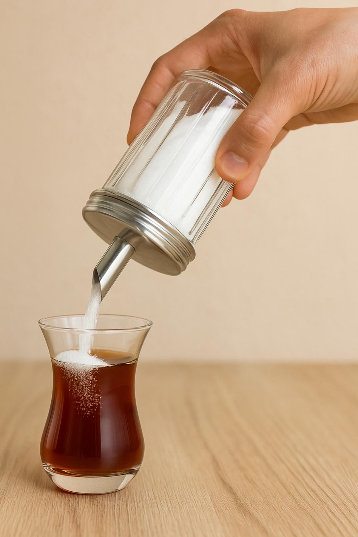 Cam Toz Şekerlik 300 ml Şeffaf Kapaklı Şekerlik Kahve Çay Sunumluk