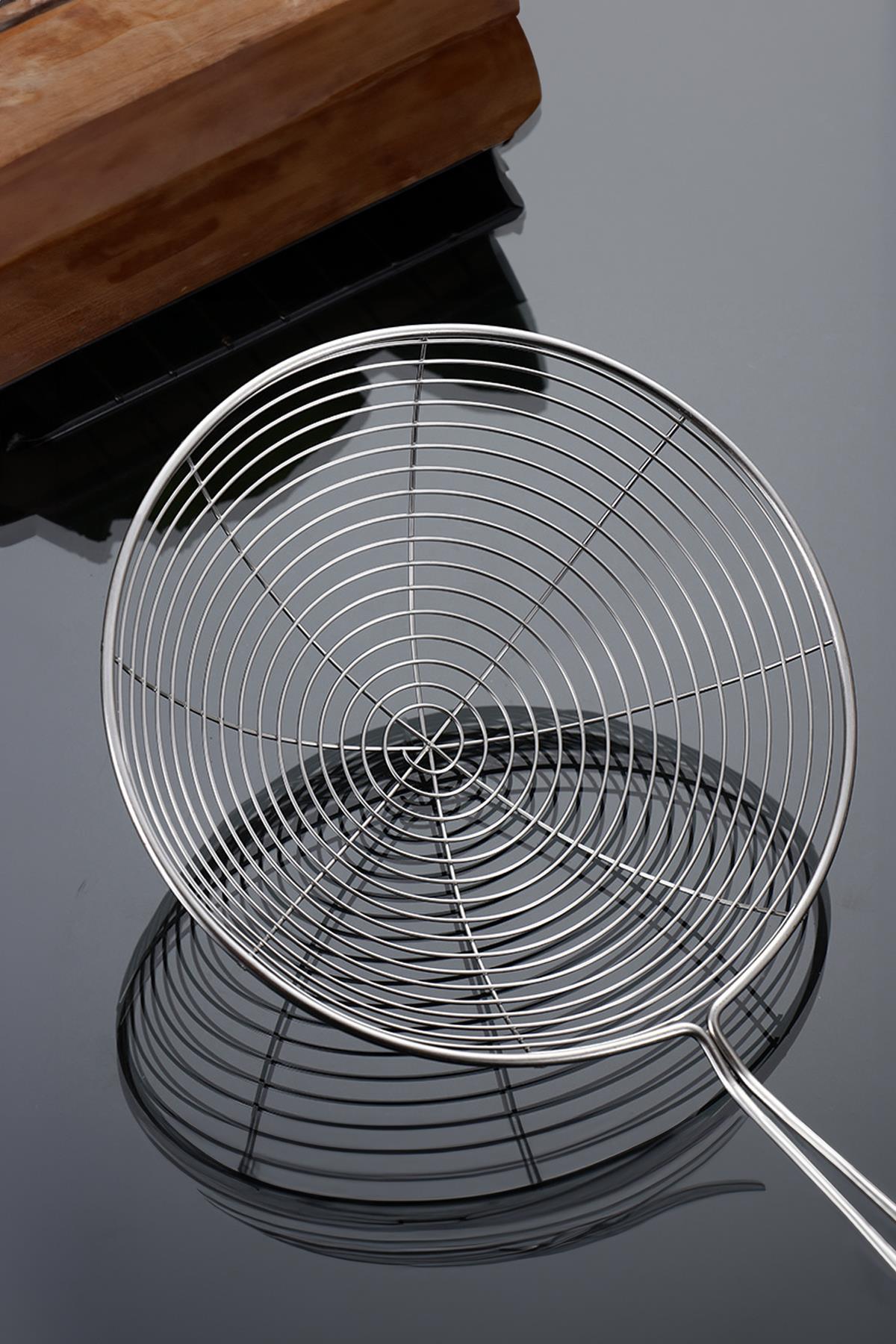 Paslanmaz Çelik Kevgir 14 cm Uzun Saplı Süzgeç Kızartma Kevgiri