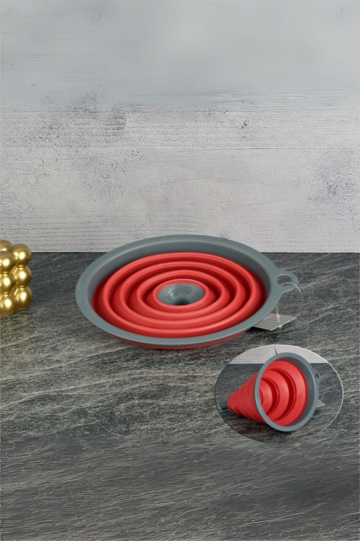 Silikon Katlanır Huni Kırmızı