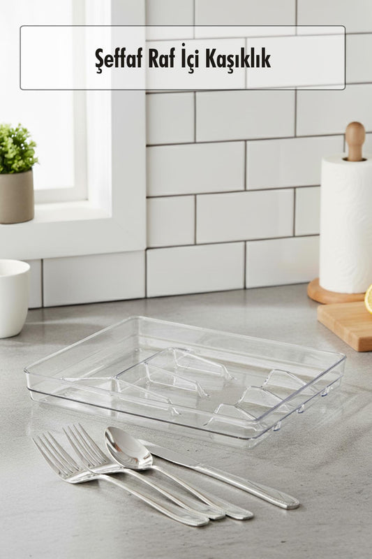 Şeffaf Akrilik Raf İçi Kaşıklık 26,5×34,5×4,5 cm