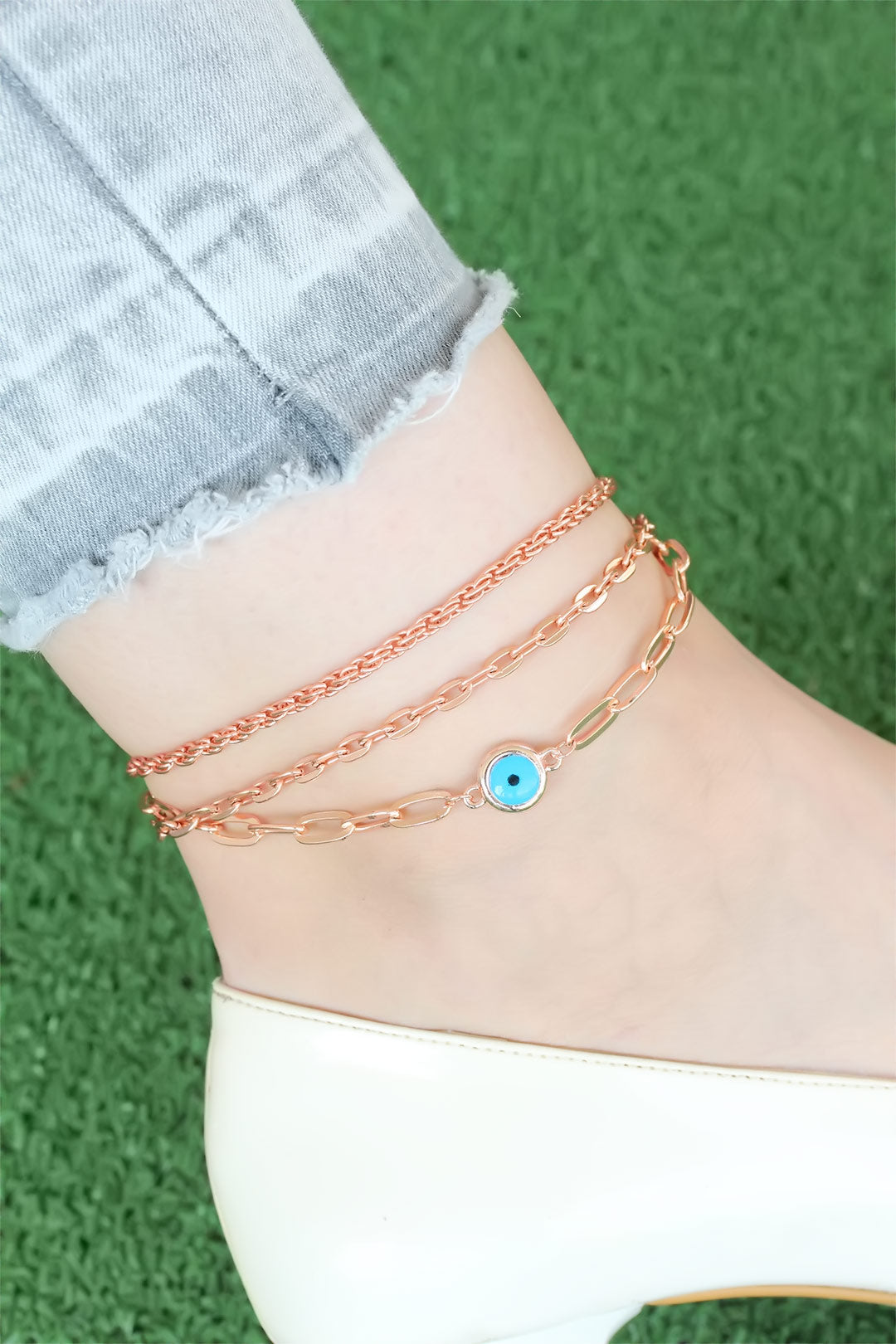 Rose Renk Zincirli Nazar Figürlü Hal Hal