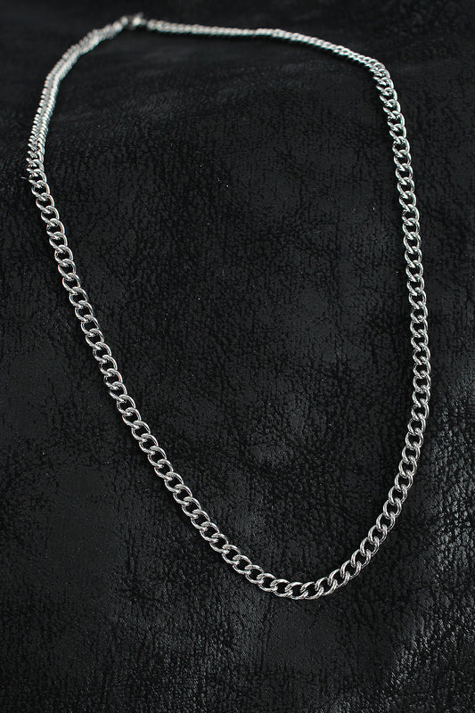 316L Çelik Klasik Oval Zincir Model Gümüş Renk Erkek Kolye