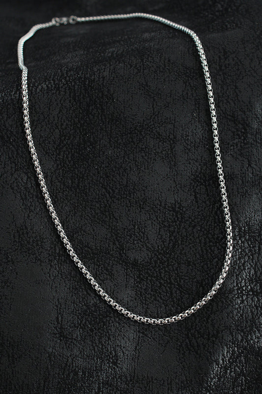 316L Çelik Örme Zincir Model Gümüş Renk Erkek Kolye