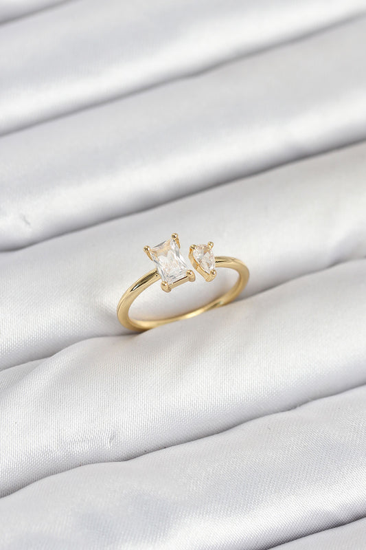 Pirinç Gold Renk Zirkon Taşlı Kadın Yüzük