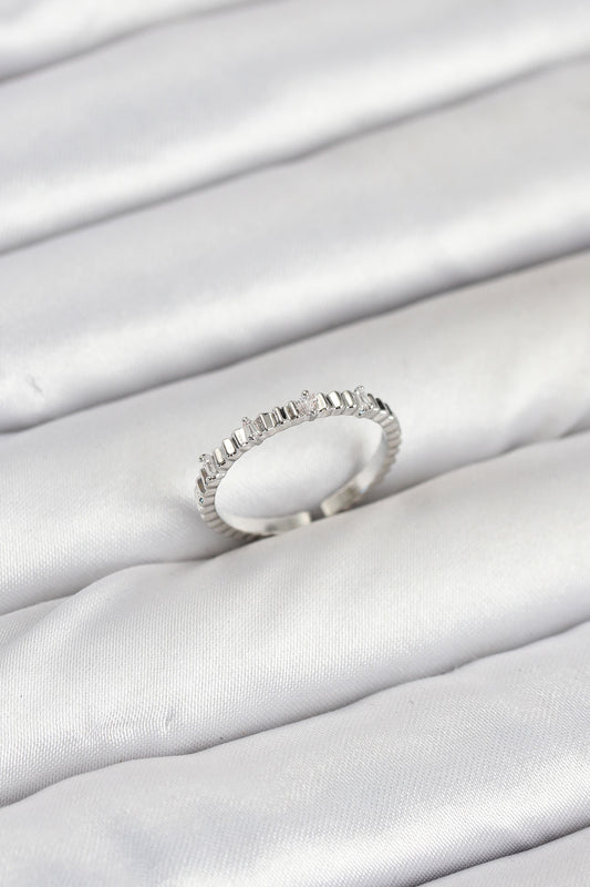 Pirinç Gümüş Renk Lazer Kesim Kadın Yüzük