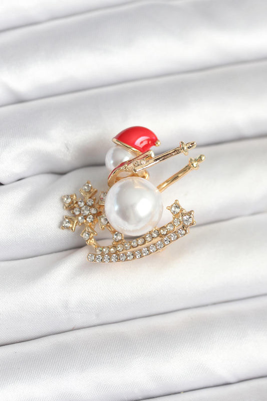 Kızaklı Kardan Adam Model Yılbaşı Temalı Broş