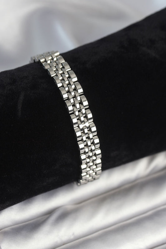 316L Çelik 9 mm Kalınlıkta Gümüş Renkli Erkek Bileklik