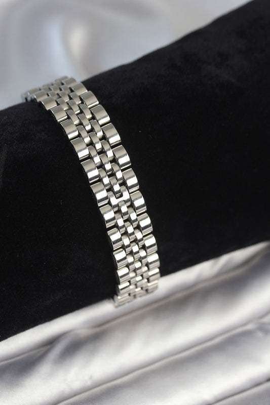 316L Çelik 12 mm Kalınlıkta Gümüş Renkli Erkek Bileklik