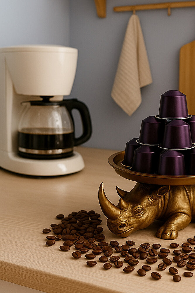 Dekoratif Tasarım Gold Gergedan Sunum Not Pratik Gereç Vegan Üretim 14 X 14 Cm