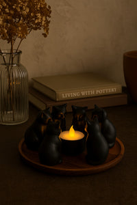 Dekoratif Kediler Ritüel Dinginlik Yoga Mumluk Biblo 14 X 10 Cm