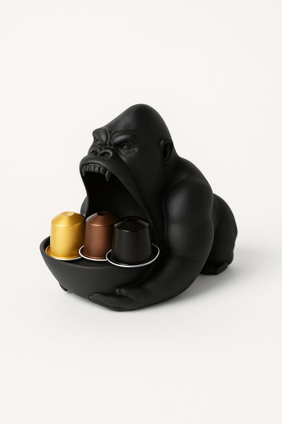 3D Reçine Goril Figürlü Takı Organizer, Yüzük, Bileklik ve Kolye Sunumluk 16 x 14 cm