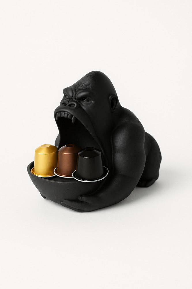 3D Reçine Goril Figürlü Takı Organizer, Yüzük, Bileklik ve Kolye Sunumluk 16 x 14 cm