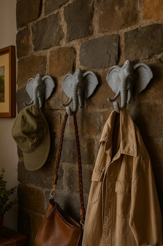 Dekoratif Bereket Fil Askılık Çok Amaçlı 3'lü Takım