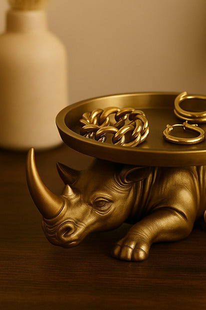 Dekoratif Tasarım Gold Gergedan Sunum Not Pratik Gereç Vegan Üretim 14 X 14 Cm