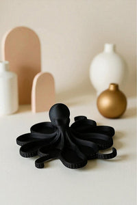 Siyah Ahtapot Figürlü Sunumluk Banyo Sabunluk, Kahvaltı Tabağı, Takı Organizeri, Mumluk 14 x 14 cm