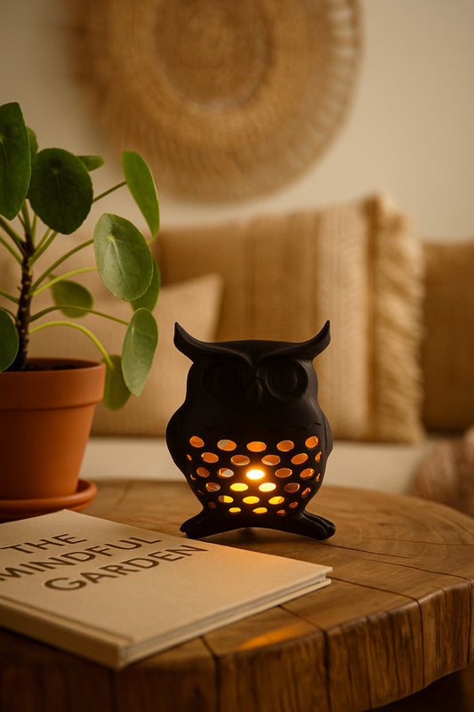 3D Dekoratif Baykuş Mumluk, Tealight Mumluk, Bohem Rustik Ev Dekoru, Hediyelik Romantik Aydınlatma