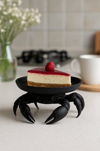 Dekoratif Yengeç Figürü Siyah Pratik Ev Gereçleri Çok Amaçlı Sunum Tabak 16 X 16 Cm