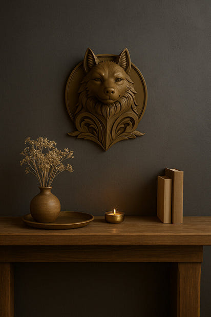 Dekoratif Bozkurt Gold Hediyelik Ofis Ev Dekoru 20 Cm