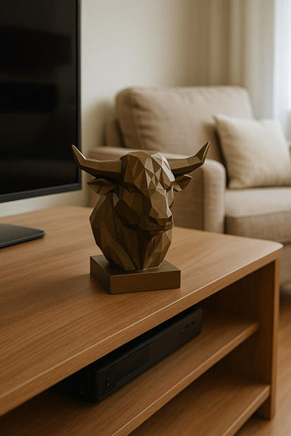 Dekoratif Büst Boğa Heykel Özel Tasarım 3d Hediye 12 X 16 Cm