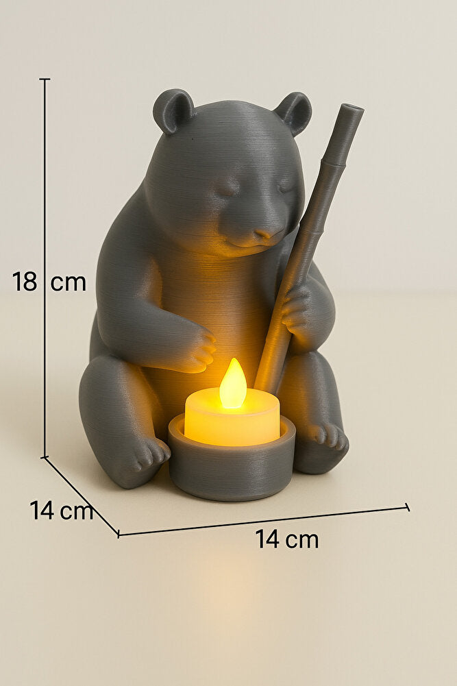 Dekoratif Tealight Mum Hediyeli Ayı Panda Tasarım Vegan