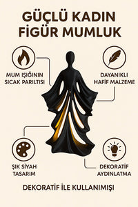 Kadın Figürlü Dekoratif Mumluk, Güç ve Zarafeti Simgeleyen Bohem Tasarım, Reçine, Ev Ofis Dekoru