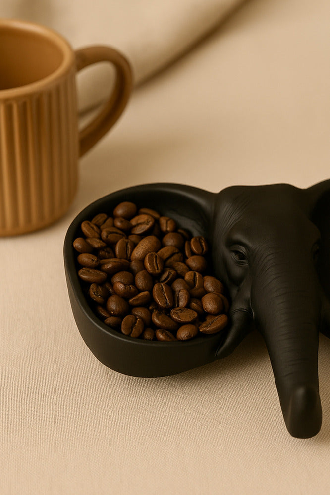 Siyah Fildişi Figürlü Sunumluk Banyo Sabunluk, Kahvaltı Tabağı, Takı Organizeri, Mumluk 15 x 15 cm