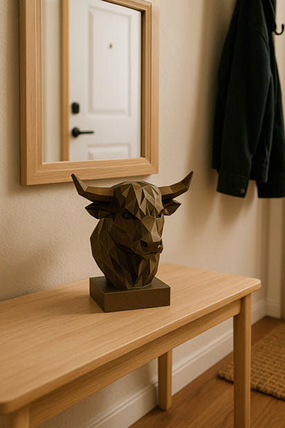 Dekoratif Büst Boğa Heykel Özel Tasarım 3d Hediye 12 X 16 Cm