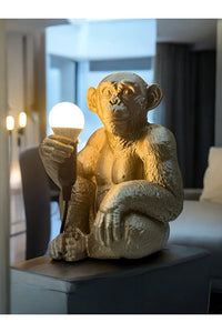 Bronz Renkli Maymun Tasarımlı Dekoratif Lamba Ve Gece Lambası (AMPUL HEDİYEDİR) 35 X 30 Cm