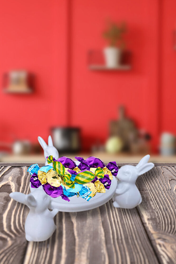 Dekoratif Şekerlik Sunumluk Tavşan Figürlü 15 Cm