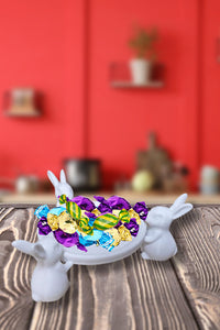 Dekoratif Şekerlik Sunumluk Tavşan Figürlü 15 Cm