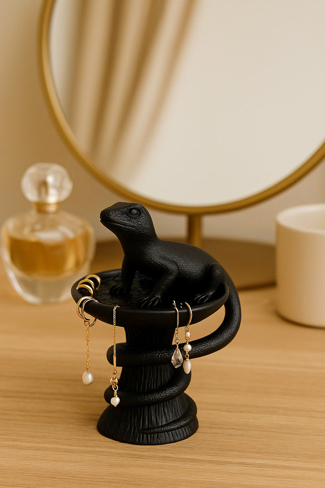 Dekoratif Tasarım Biblo Kertenkele Siyah Özel Hediye 15 X 10 Cm