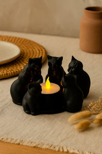 Dekoratif Kediler Ritüel Dinginlik Yoga Mumluk Biblo 14 X 10 Cm