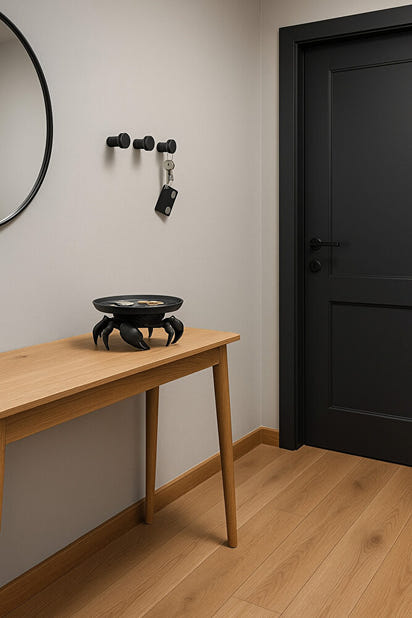 Dekoratif Yengeç Figürü Siyah Pratik Ev Gereçleri Çok Amaçlı Sunum Tabak 16 X 16 Cm