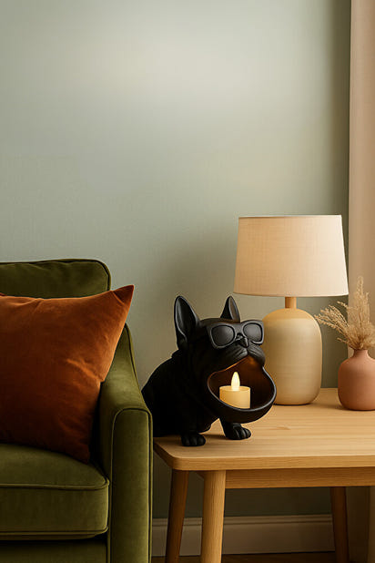 3D Bulldog Köpek Figürlü Sunumluk Tealight Mumluk, Lokumluk, Takı Organizeri Çok Amaçlı 14 x 12 cm