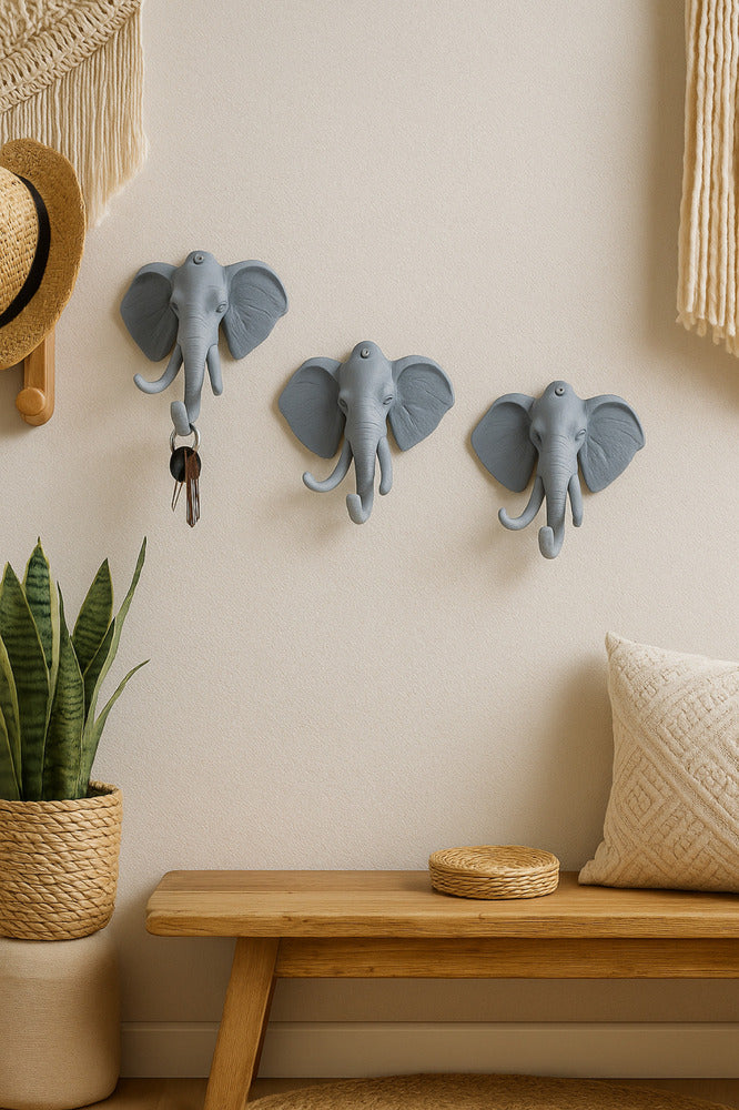 Dekoratif Bereket Fil Askılık Çok Amaçlı 3'lü Takım
