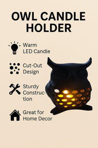 3D Dekoratif Baykuş Mumluk, Tealight Mumluk, Bohem Rustik Ev Dekoru, Hediyelik Romantik Aydınlatma