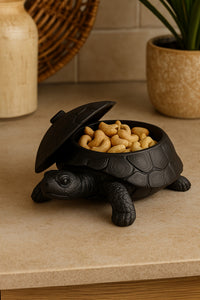 3D Kaplumbağa Figürlü Kapaklı Dekoratif Obje Takı Organizeri, Lokumluk ve Sunumluk