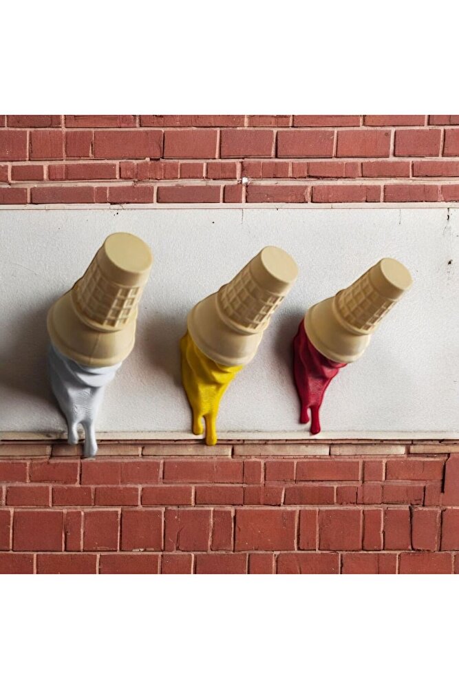 Dekoratif Külah Askı Sarı Kırmızı Kahve 3'lü Set Takım