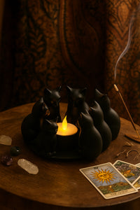 Dekoratif Kediler Ritüel Dinginlik Yoga Mumluk Biblo 14 X 10 Cm