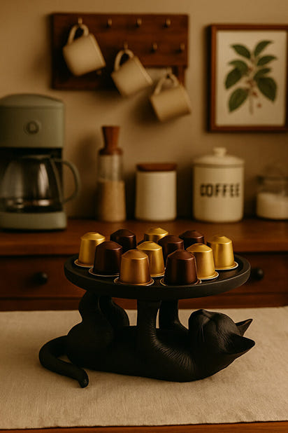 Siyah Kedi Figürlü Sunumluk Banyo Sabunluk, Kahvaltı Tabağı, Takı Organizeri, Mumluk 14 x 14 cm