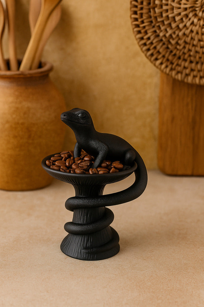 Dekoratif Tasarım Biblo Kertenkele Siyah Özel Hediye 15 X 10 Cm