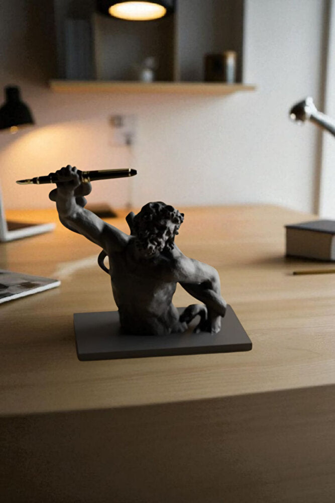 3D Dekoratif Antik Kalem Tutucu Heykel Avangard Ofis Masaüstü Aksesuar, Sanatsal Hediyelik 14x14 cm