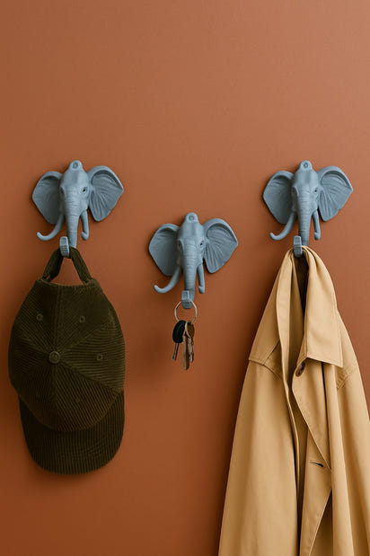 Dekoratif Bereket Fil Askılık Çok Amaçlı 3'lü Takım