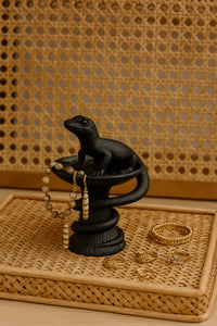 Dekoratif Tasarım Biblo Kertenkele Siyah Özel Hediye 15 X 10 Cm