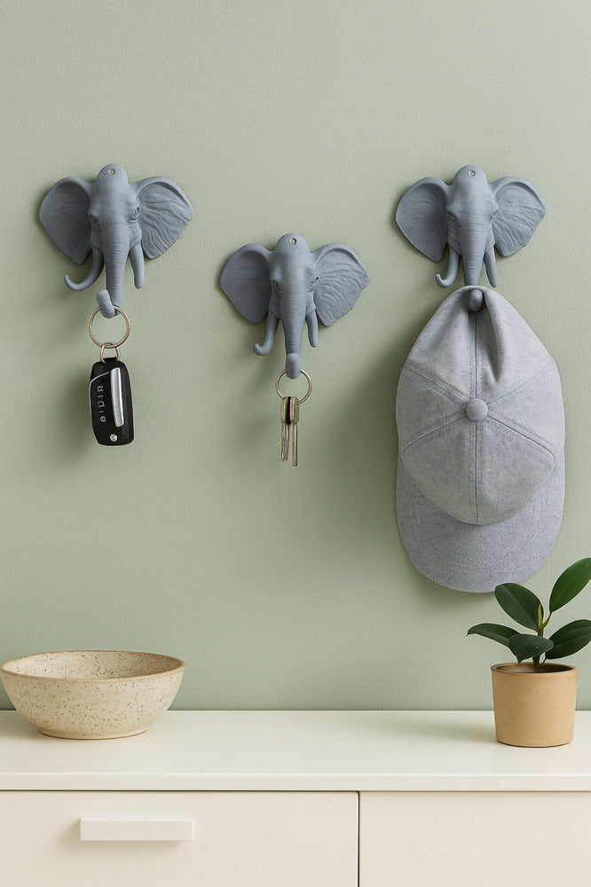 Dekoratif Bereket Fil Askılık Çok Amaçlı 3'lü Takım